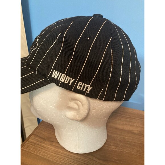 Chicago Windy City Strapback Hat Black White Pinstripe Baseball Cap - Picture 3 of 8